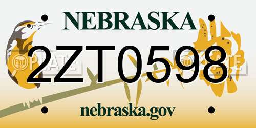 2ZT0598 Nebraska License Plate