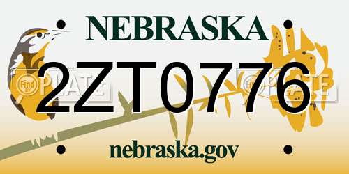 2ZT0776 Nebraska License Plate