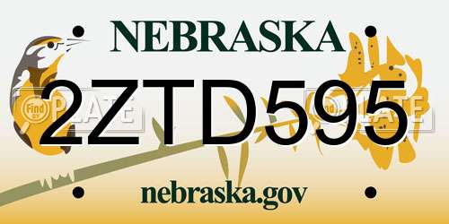 2ZTD595 Nebraska License Plate