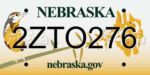 2ZTO276 Nebraska License Plate