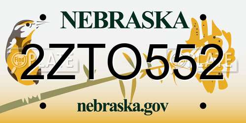 2ZTO552 Nebraska License Plate