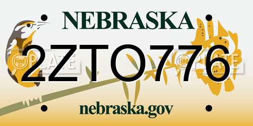 2ZTO776 Nebraska License Plate