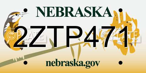 2ZTP471 Nebraska License Plate