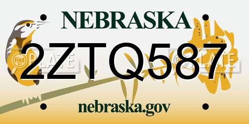2ZTQ587 Nebraska License Plate