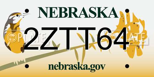 2ZTT64 Nebraska License Plate