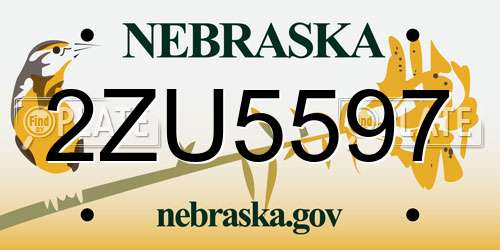 2ZU5597 Nebraska License Plate