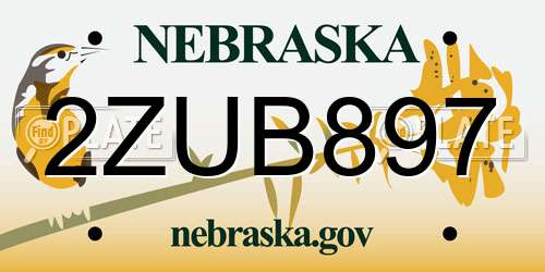 2ZUB897 Nebraska License Plate