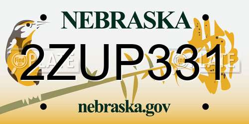 2ZUP331 Nebraska License Plate