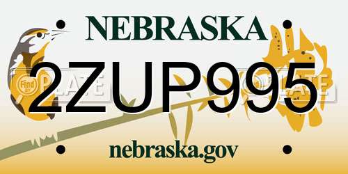 2ZUP995 Nebraska License Plate
