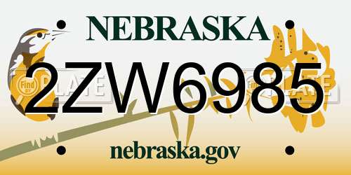 2ZW6985 Nebraska License Plate