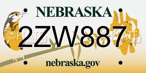 2ZW887 Nebraska License Plate