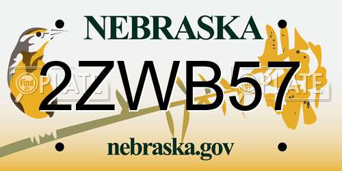 2ZWB57 Nebraska License Plate