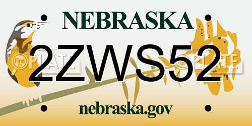 2ZWS52 Nebraska License Plate