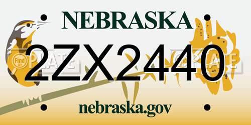 2ZX2440 Nebraska License Plate