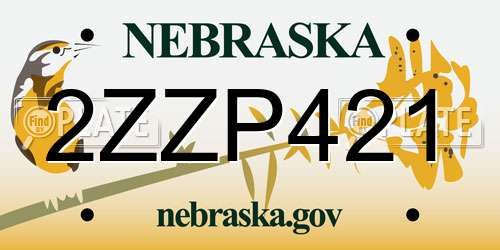 2ZZP421 Nebraska License Plate