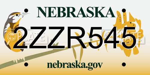 2ZZR545 Nebraska License Plate