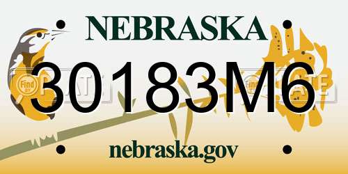 30183M6 Nebraska License Plate