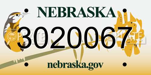 3020067 Nebraska License Plate