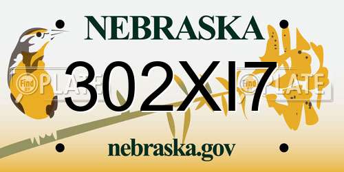 302XI7 Nebraska License Plate