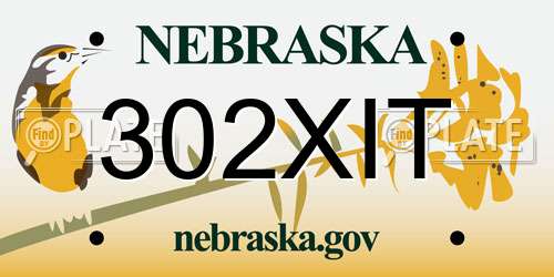 302XIT Nebraska License Plate