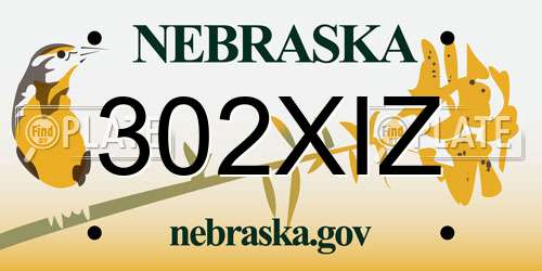 302XIZ Nebraska License Plate