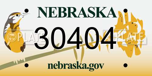 30404 Nebraska License Plate