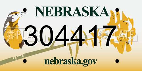 304417 Nebraska License Plate
