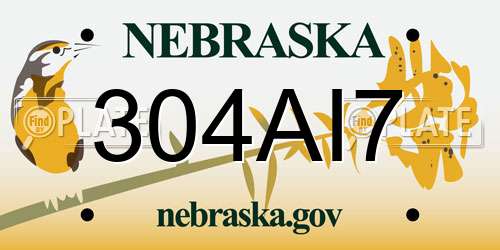 304AI7 Nebraska License Plate