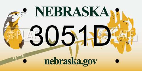 3051D Nebraska License Plate