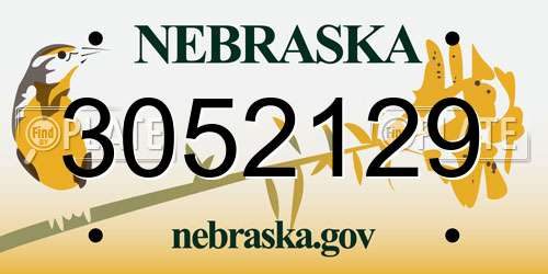 3052129 Nebraska License Plate