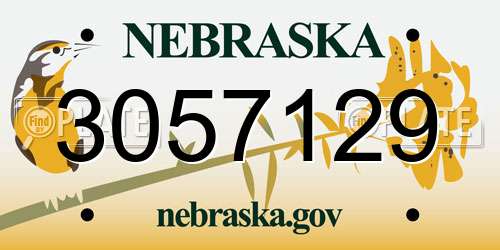 3057129 Nebraska License Plate