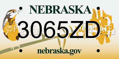 3065ZD Nebraska License Plate