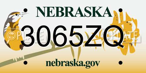 3065ZQ Nebraska License Plate