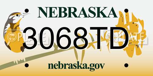 3068TD Nebraska License Plate