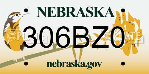 306BZ0 Nebraska License Plate