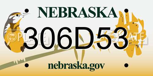 306D53 Nebraska License Plate
