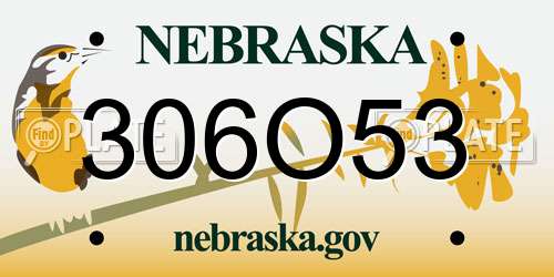 306O53 Nebraska License Plate