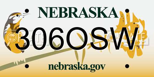 306OSW Nebraska License Plate