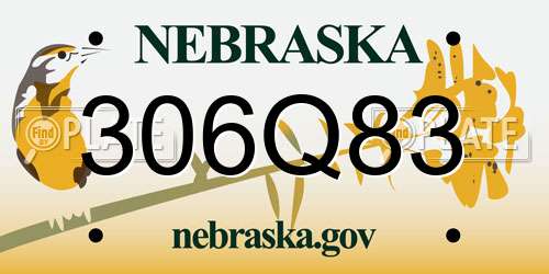 306Q83 Nebraska License Plate