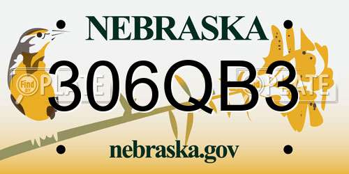 306QB3 Nebraska License Plate