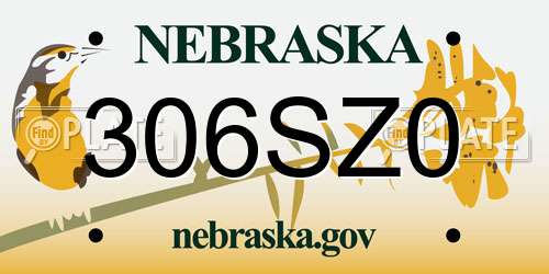 306SZ0 Nebraska License Plate