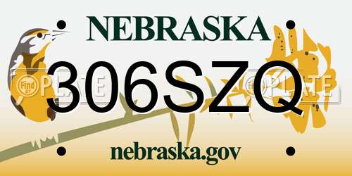 306SZQ Nebraska License Plate