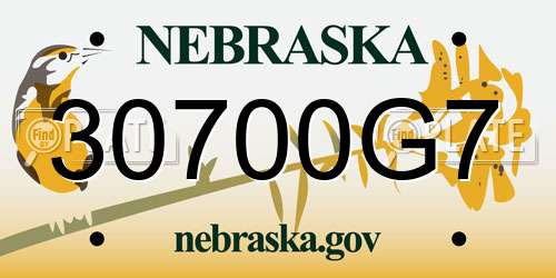 30700G7 Nebraska License Plate