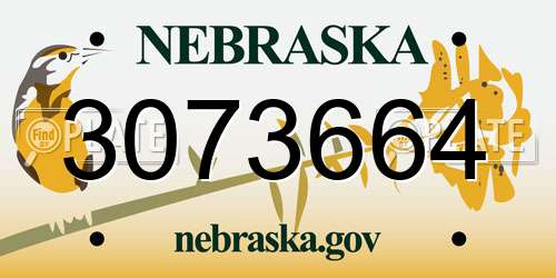 3073664 Nebraska License Plate