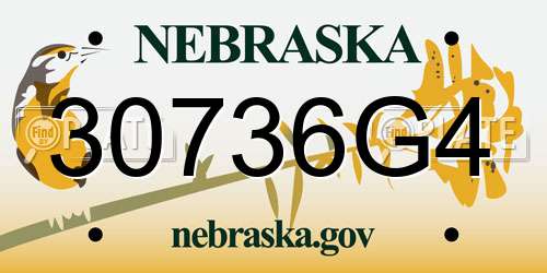 30736G4 Nebraska License Plate