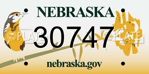 30747 Nebraska License Plate