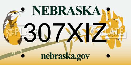 307XIZ Nebraska License Plate