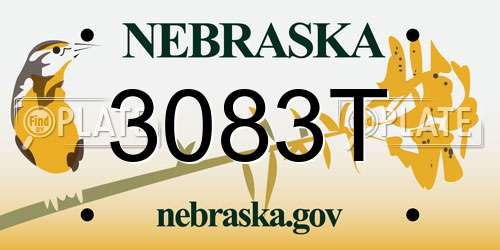 3083T Nebraska License Plate