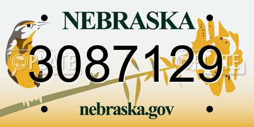 3087129 Nebraska License Plate