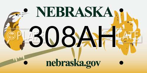 308AH Nebraska License Plate